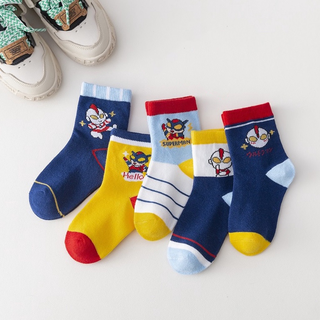 INDOMINI Kaos Kaki Anak Motif Ultraman Kaus Kaki Bayi Lucu KK056