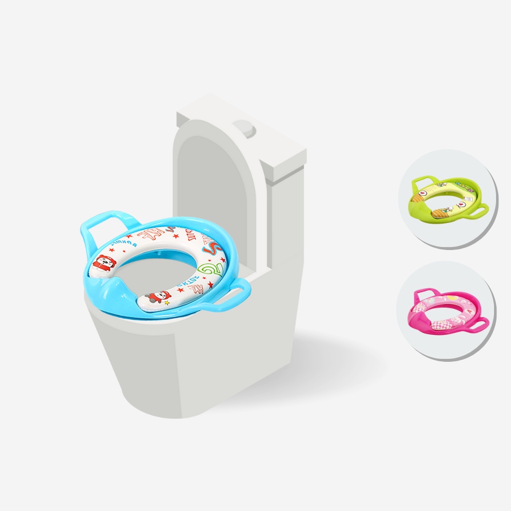 DUDUKAN TOILET ANAK DENGAN PEGANGAN TOILET DUDUK LEMBUT POTTY TRAINING SEAT UNTUK1-8 TAHUN BABY POTTY ANAK POTTY TOILET TRAINING POTTY SEAT CLOSET DUDUK ANAK PISPOT ANAK