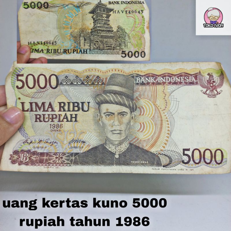 uang kuno 5000 rupiah tahun 1986