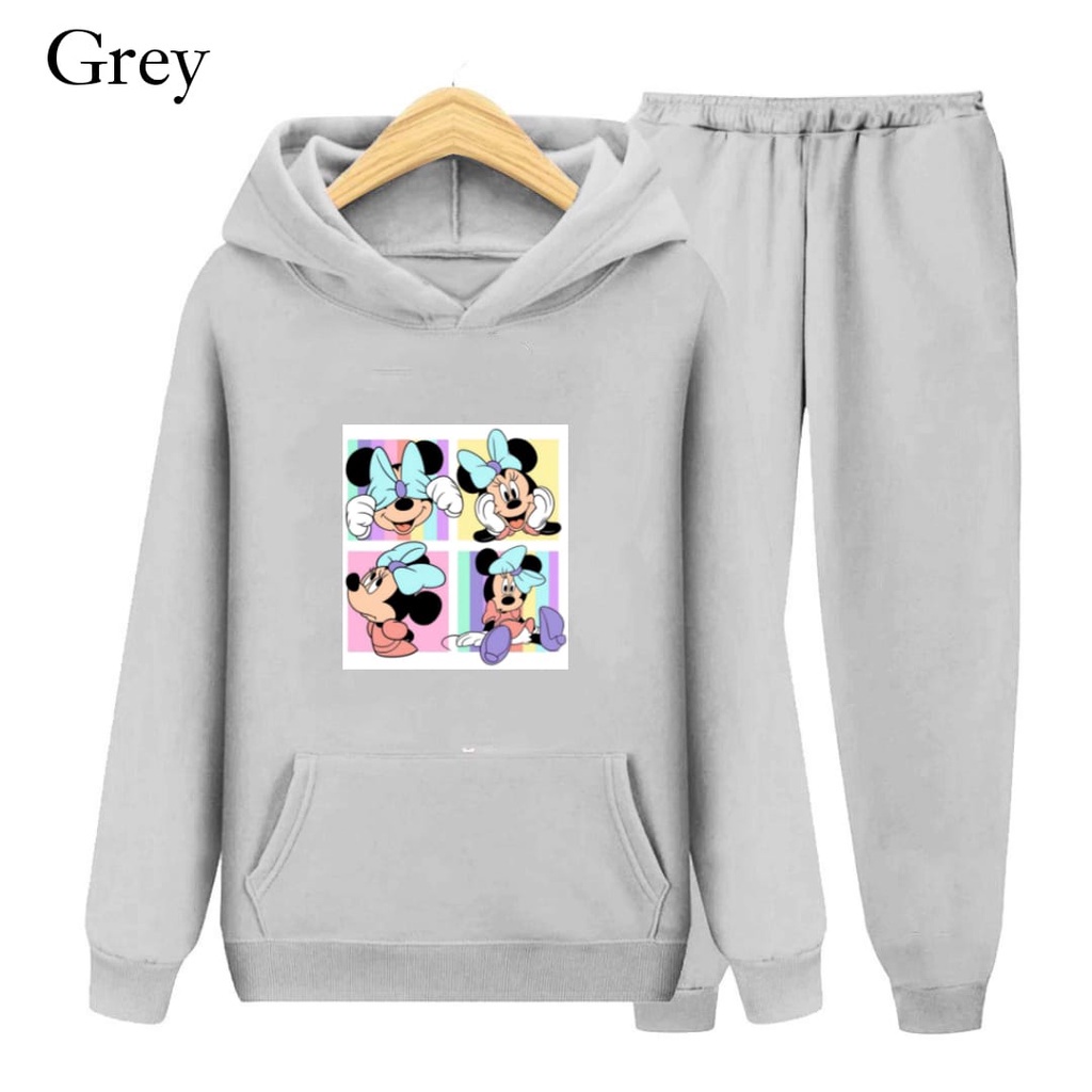 Hzl_outfit Setelan Hoodie Sweater Mini Mouse Anak Perempuan S.M.XL