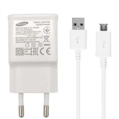 Adaptor Charger + Cable Data Type Micro USB Galaxy Samsung Mega 5,8 6,3 Mega 2 Grand Prime/Neo Grand 2 3 1 Ace 3 2 1 Core 2 1 Chargeran HP 2.0 2,0 Ampere 2A 2.4A 5V/9V Casan Batok Kepala Quick Charge Fast Charging Kabel Cas An