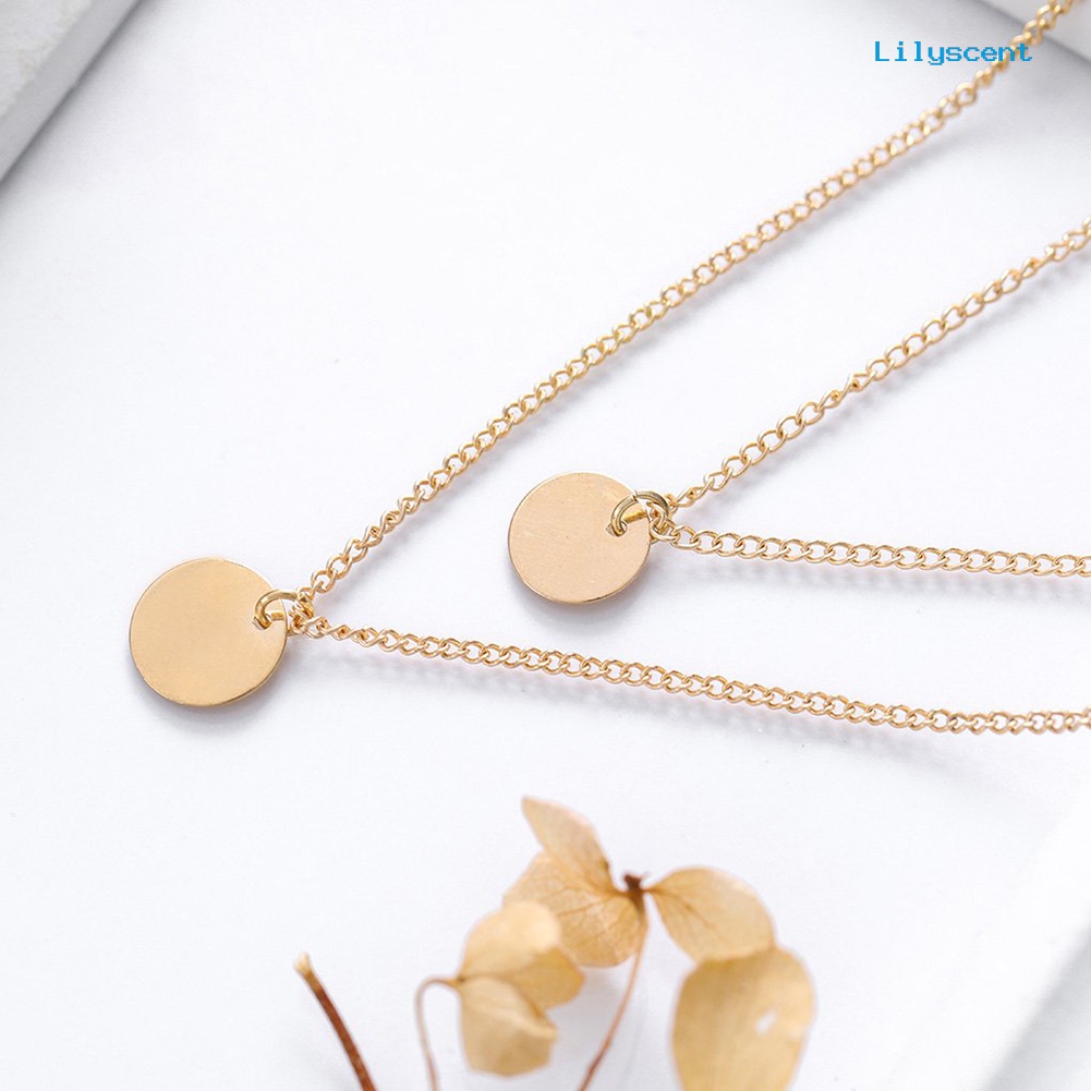 Ls Bohemia Multi-layer Tongkat Bulat Liontin Wanita Kalung Choker Perhiasan Charm