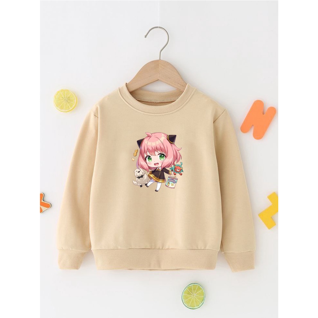 Sweater Perempuan Usia 2 - 12 Tahun Crewneck Anya X Family Switer Cewek Cowok