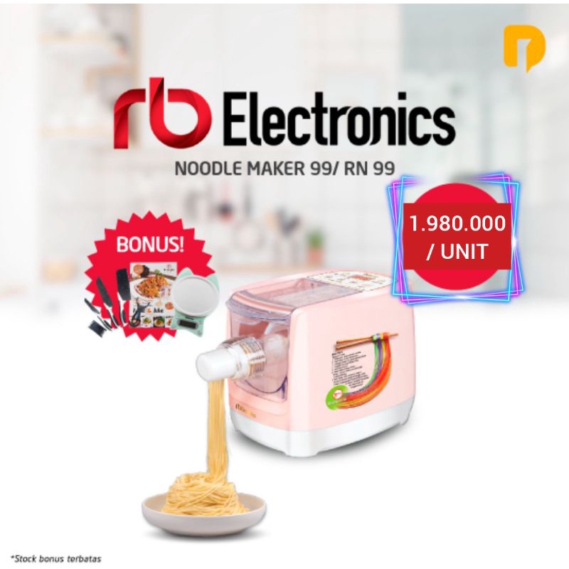 Alat / Mesin Pembuat Mie Otomatis Kapasitas Besar 820 Gram (7 - 8 Porsi) - RB Electronics Noodle Mak
