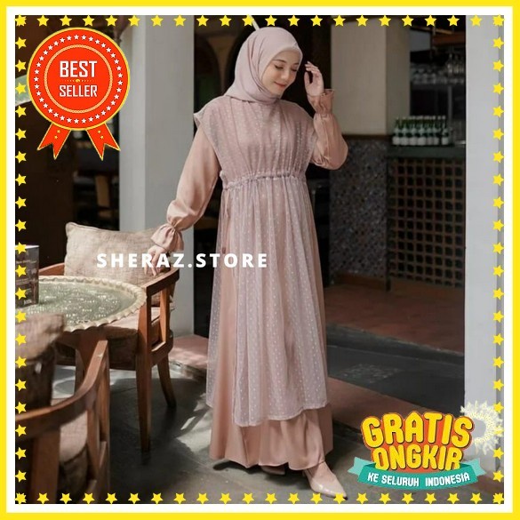 Gamis Muslim Murah Gamis Muslim Terbaru Citra Gamis Terbaru Ori Bahan Crincle Airflow Mix Brokat Vio