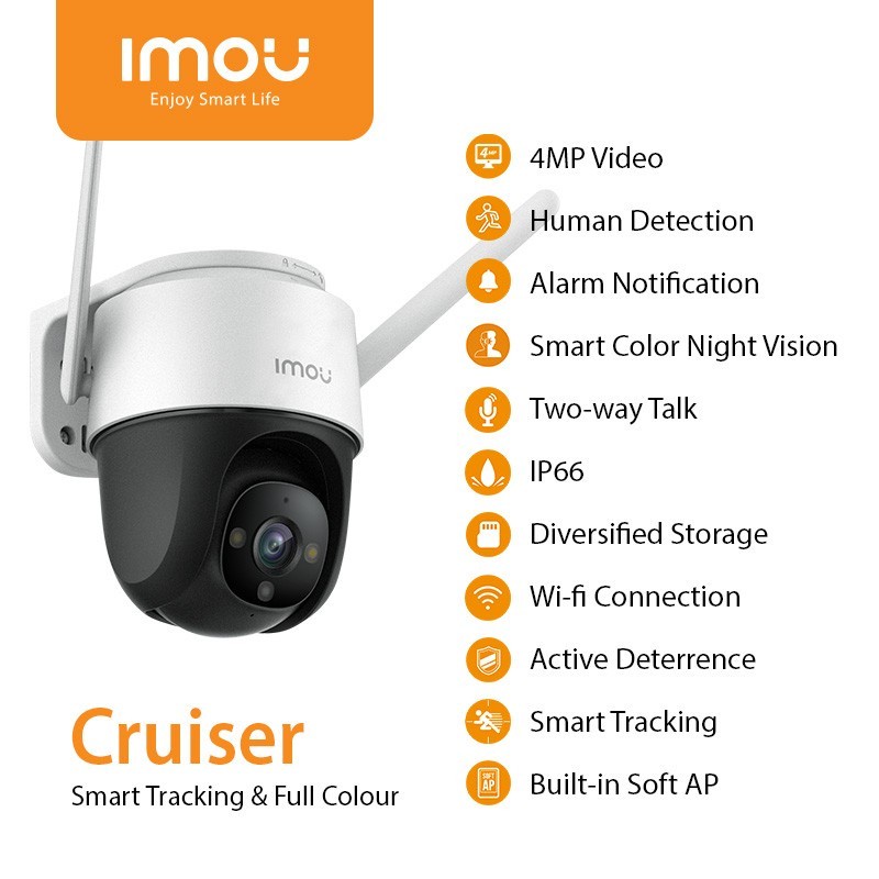 Imou Cruiser 4MP Smart Tracking &amp; Full Colour Night Vision ip cam camera malam tetap berwarna murah