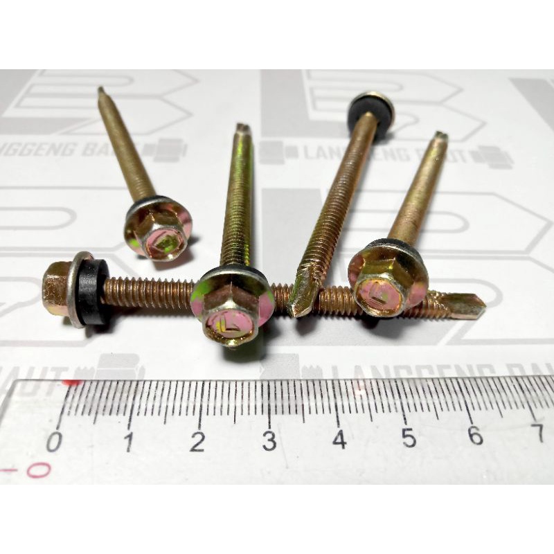 Moon Lion Sekrup Roofing 7 cm Halus M5x70 Kuning 7cm