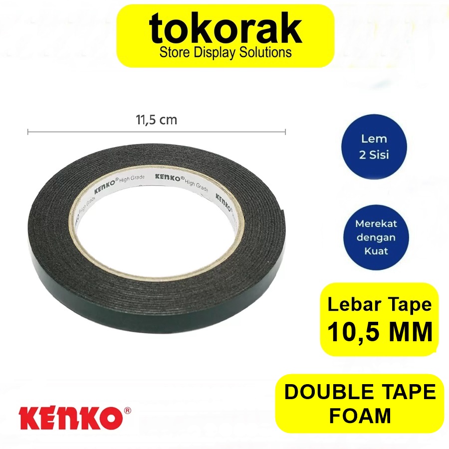 

DOUBLE TAPE FOAM 10,5 MM KENKO 1/2 INCH ISOLASI DOBEL TIP BUSA HIJAU 10.5 MM