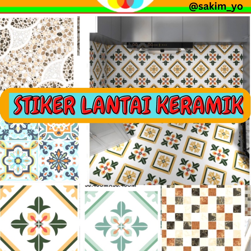 STIKER STICKER SETIKER LANTAI DINDING KERAMIK MOTIF MODEL TRZ TERRAZZO TERAZO TERASO KRAMIK WALLPAPE