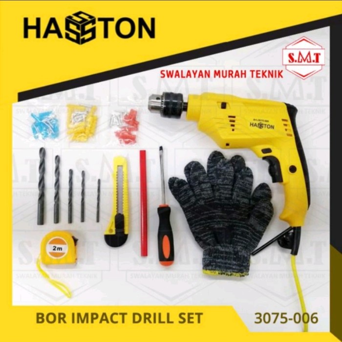 HASSTON PROHEX 3075-006 BOR BETON LISTRIK 13MM SET IMPACT DRILL