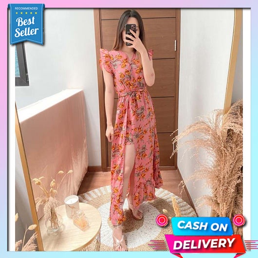 Jumpsuit Wanita Korean Style Pendek Jeans Terbaru 2022 Setelan Cewek Kekinian Bahan Rayon Baju Kodok