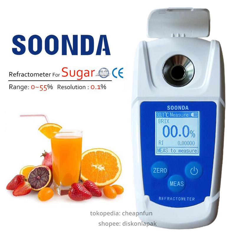 Alat Ukur Konsentrasi Gula Digital Portabel Refractometer Sugar Brix Meter Digital 0-55%