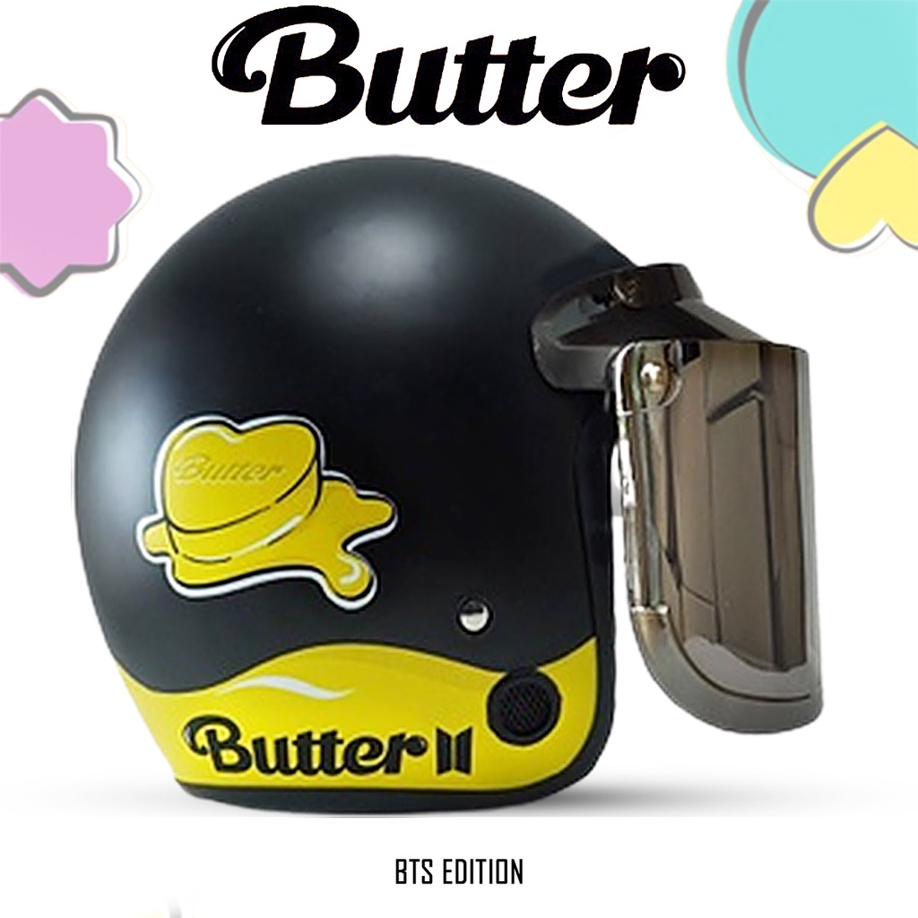 Helm Bogo Motif BTS Butter / Helm Bogo Retro Dewasa Wanita SNI / Helm Aesthetic COD