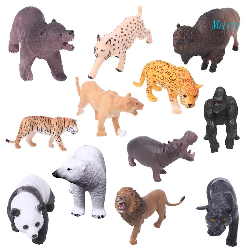 Mary 1Pc Plastik Zoo Animal Figure Model Macan Leopard Hippo Jerapah Mainan Anak