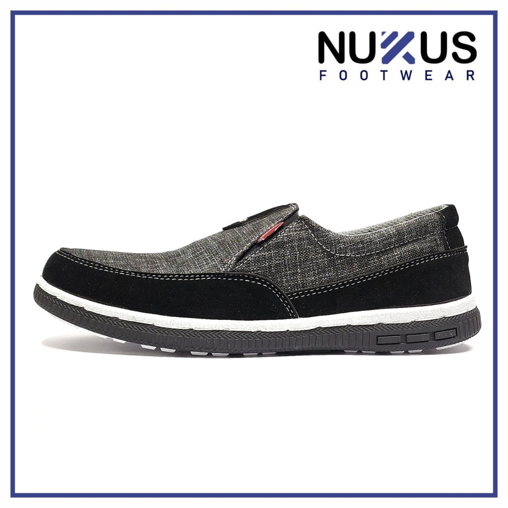 Nukus Footwear Sepatu Runing Joging Lari Pria Dewasa Slip On Hitam - NKS M04