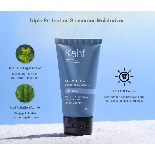 Kahf Triple Protection Sunscreen Moisturizer SPF 30 PA+++ 30 ml - Perawatan Wajah Sunscreen Pria