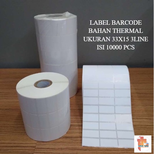 

LABEL THERMAL BARCODE 33 X 15 mm DIRECT THERMAL 33x15 mm 3 LINE