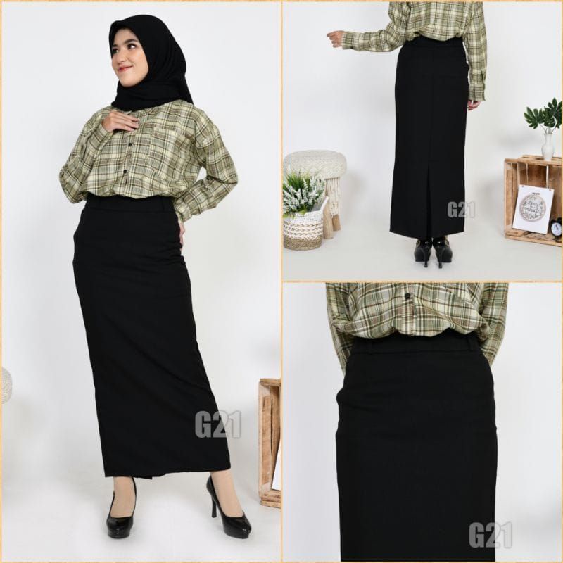 ROK KERJA WANITA SPAN PANJANG GARCELLA IMPORT PREMIUM // ROK PANJANG SPAN IMPORT PREMIUM // ROK POLOS PANJANG