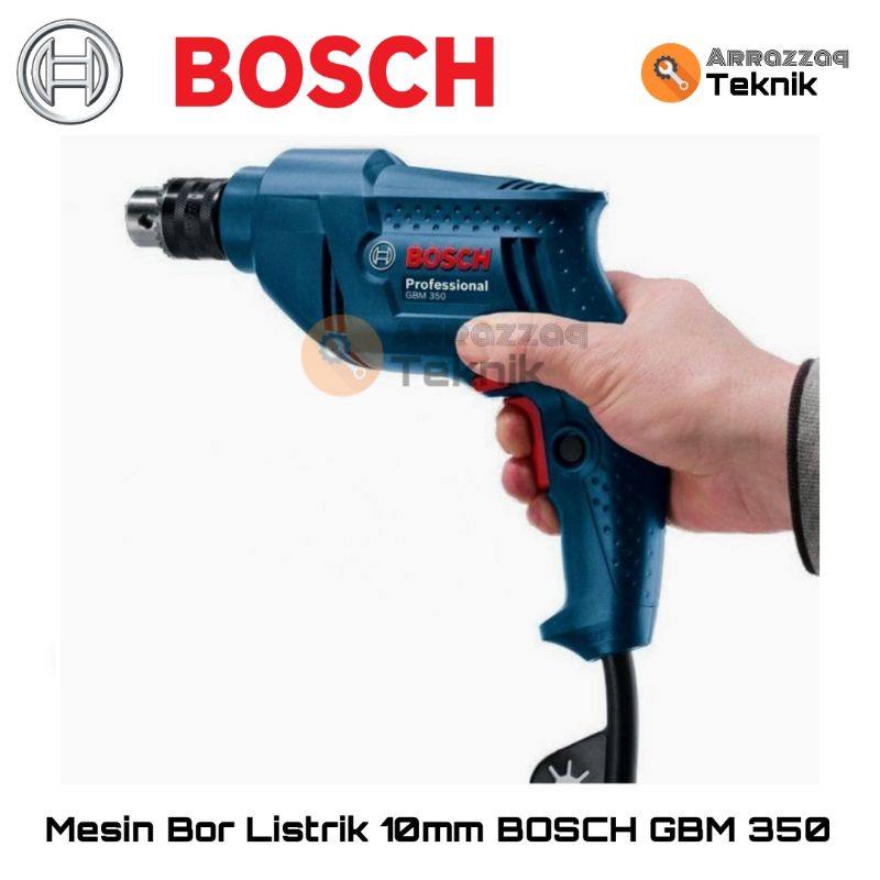 Mesin Bor Listrik 10mm BOSCH GBM 350 - Bor Kayu Besi Bolak Balik 2 Way