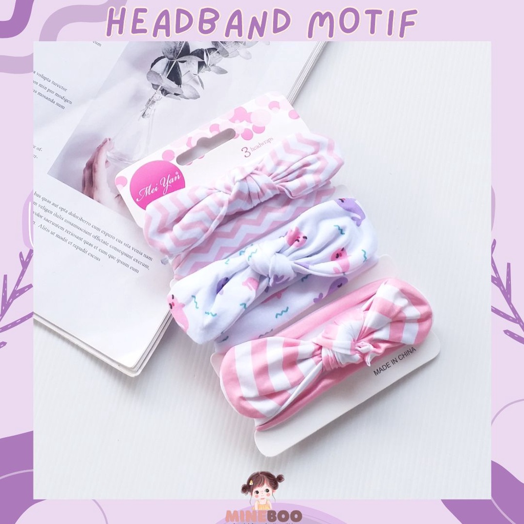 mineboo - Baby HEADBAND MOTIF 3 in 1 Bandana Bando Pita Bayi Anak