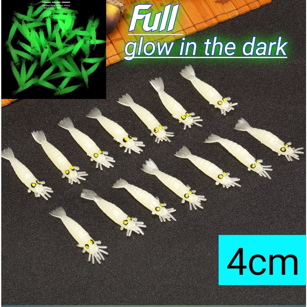 Grosir /pack 5pcs Soft lure umpan silicon udang mainan karet glow in the dark sabiki kotrekan dll