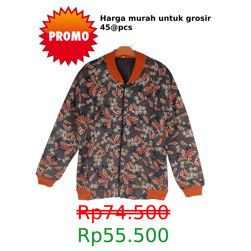 Jaket bomber pria wanita motif batik