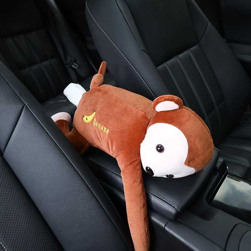 Tempat Tisu Mobil karakter Cartoon Monkey Car Hanging Tissue Box wadah tisue gantung