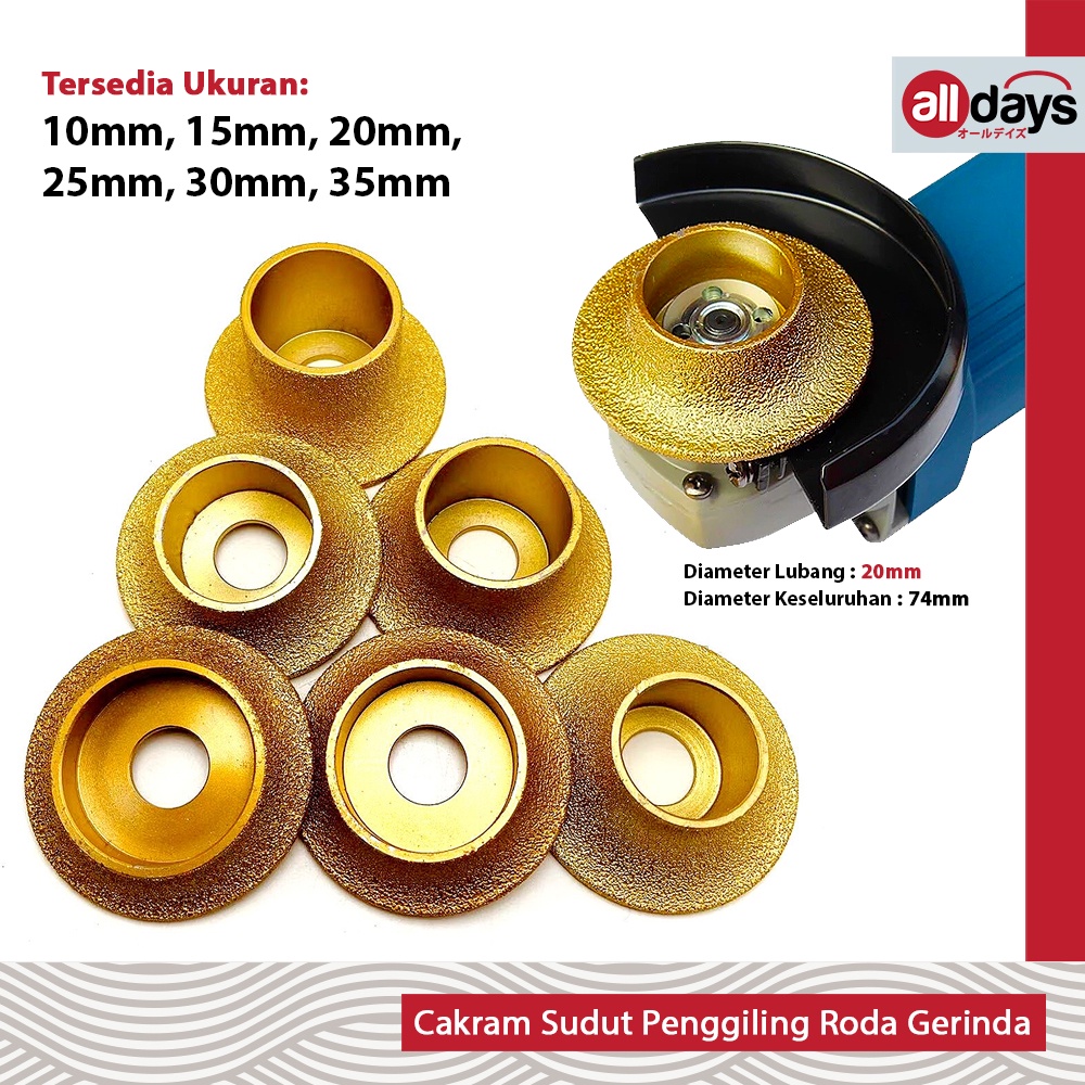 Alldays Cakram Sudut Penggiling Roda Gerinda Ketebalan 10mm sampai 35mm