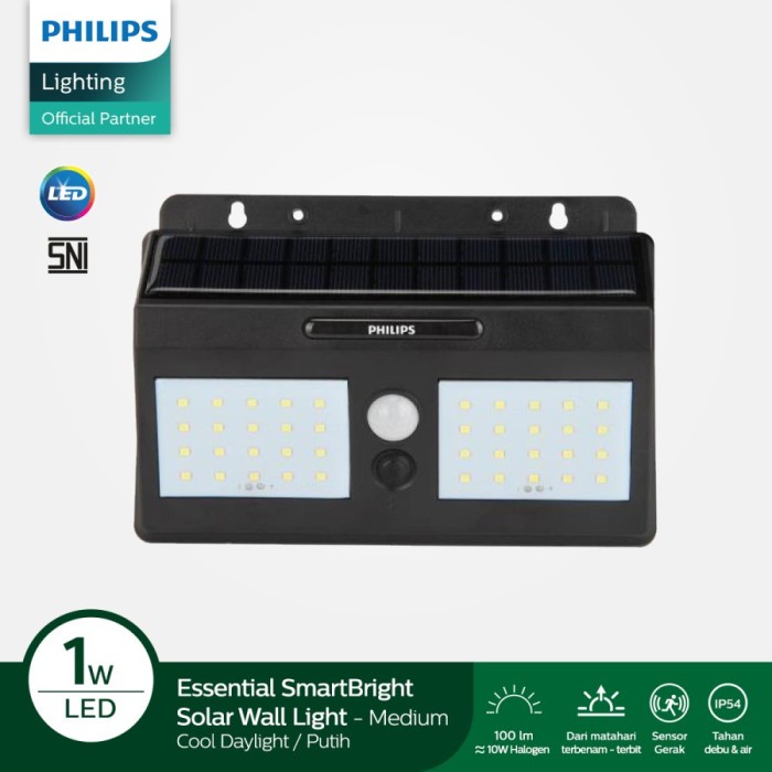 Lampu Philips Essential Smartbright Solar Wall Light Medium