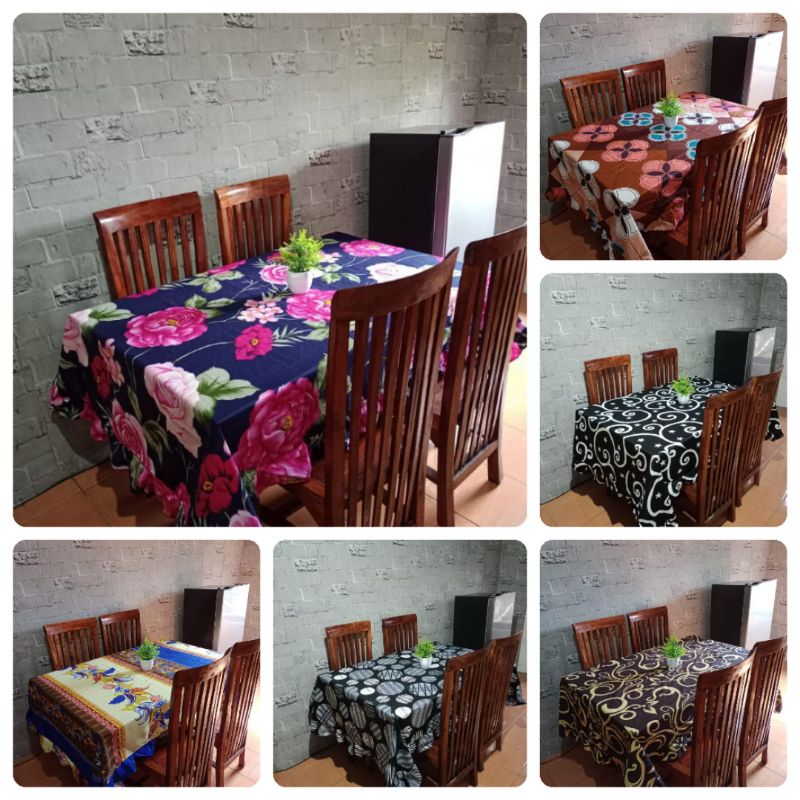 TAPLAK  MEJA MAKAN KAIN KATUN 4-6 KURSI MODEL RUMBAI