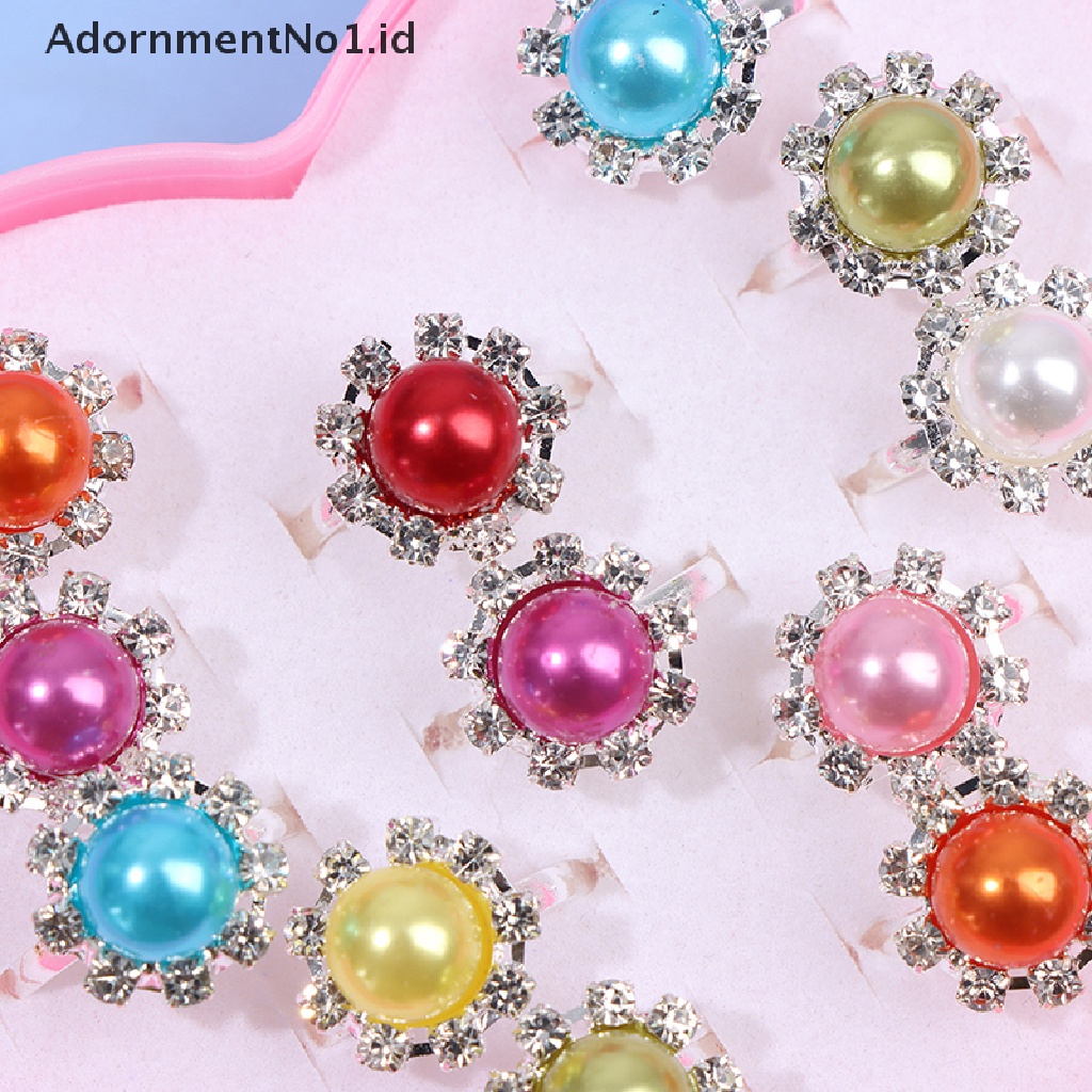 [AdornmentNo1] 10pcs Cincin Perhiasan Anak Kids Little Girl Adjustable in Box, Bentuk Random [ID]