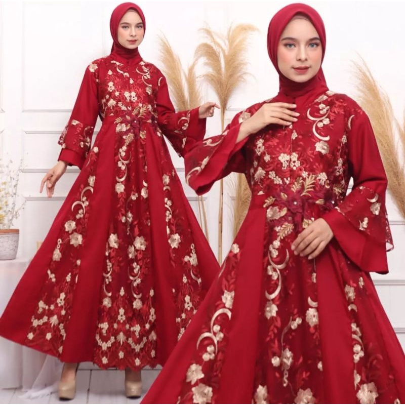 ARIANA gamis pesta brukat super jumbo ld 90 sampai ld 120 130 140 150 160 170 180
