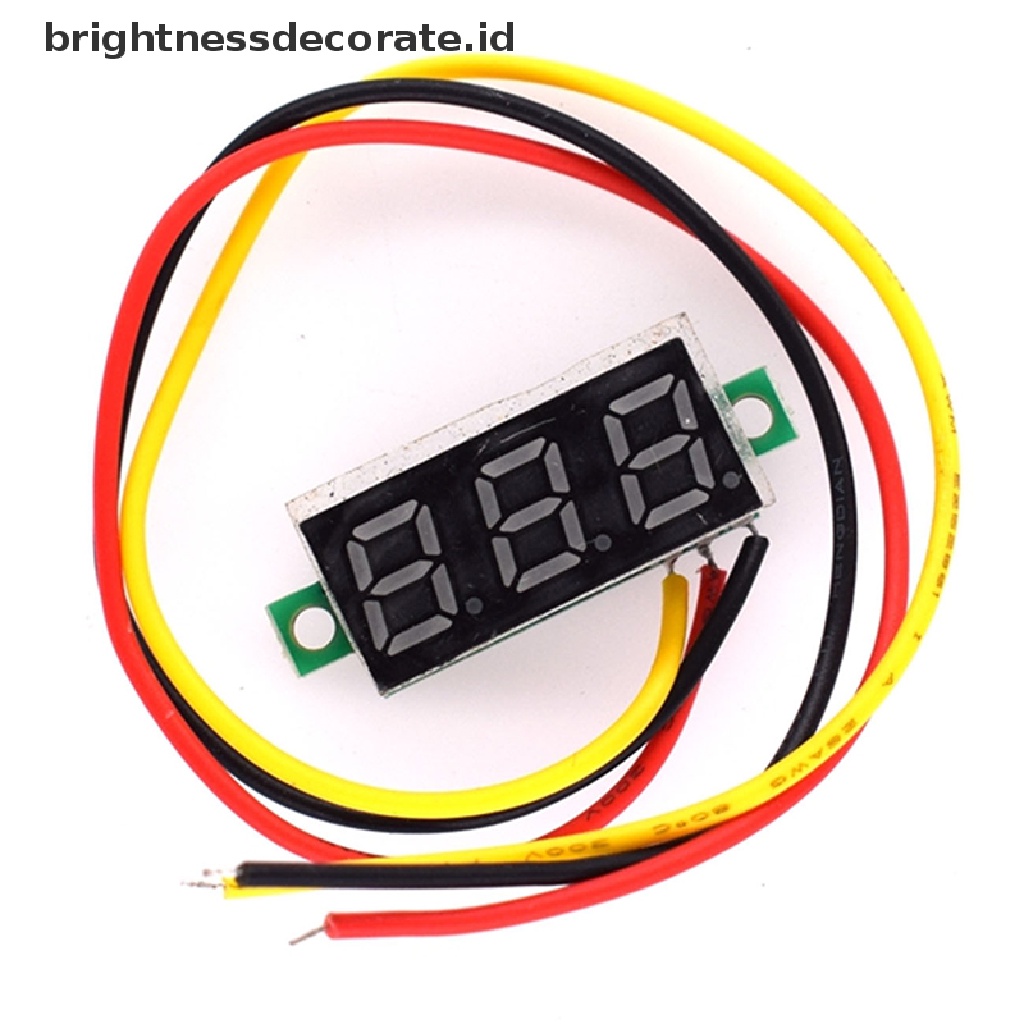 [Birth] Ultra Small Green Digital DC 0.28 Inch Ultra Small Digital DC Voltage Meter LED Voltage Display Tampilan Digital Dapat Disesuaikan Tiga Kabel DC0-100 V Voltmeter [ID]