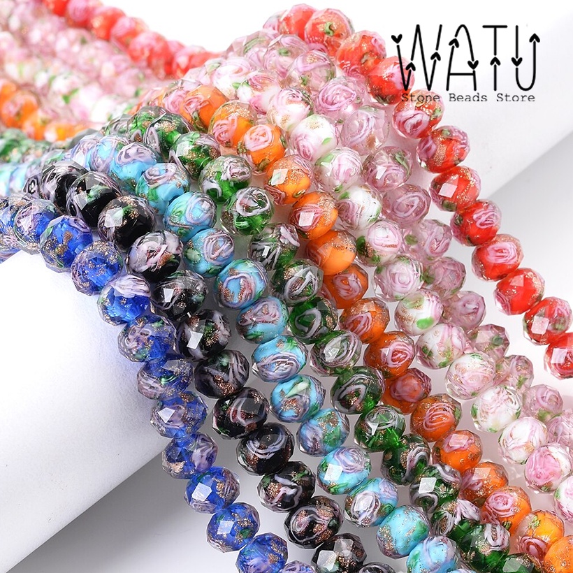 Bahan Gelang Emas Cyrstal Ceko Murano Lampwork 1String