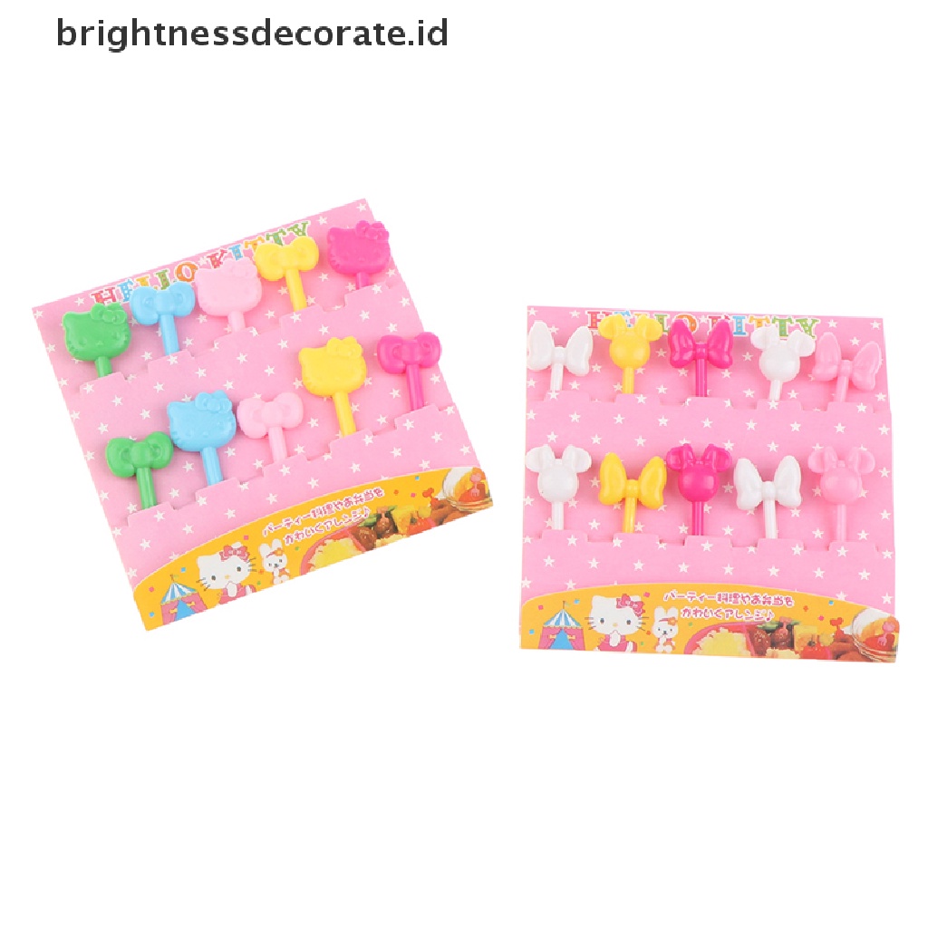 [Birth] 10pcs/set Garpu Buah Mini Anak Snack Kue Dessert Makanan Fruit Pick Tusuk Gigi [ID]