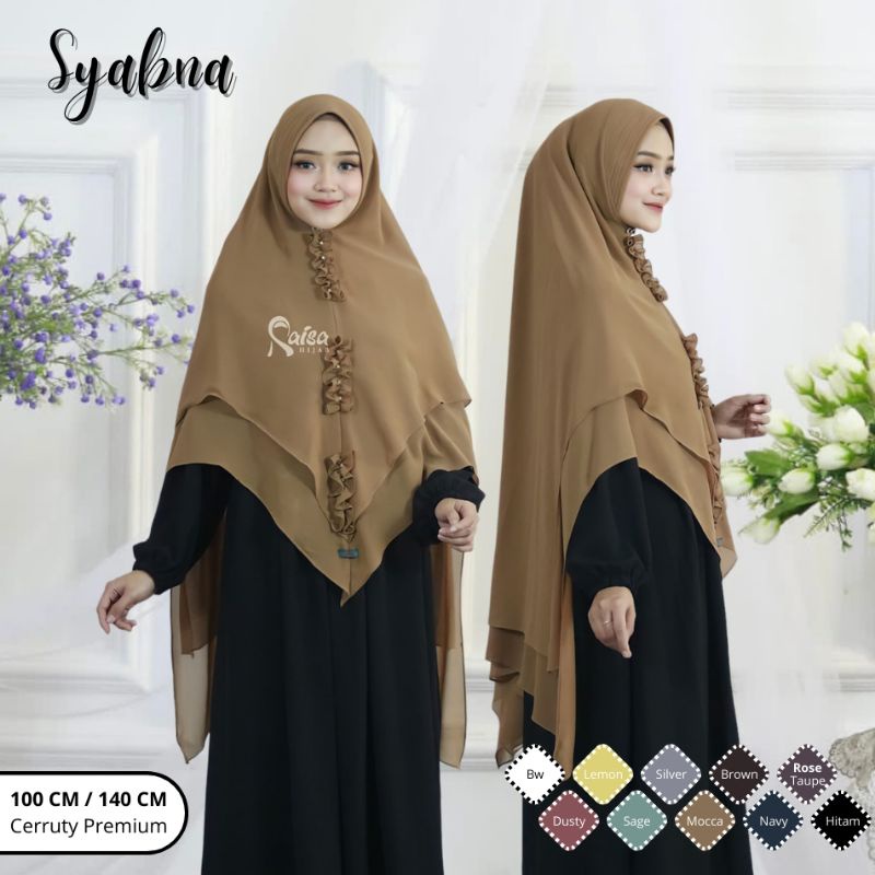 JILBAB PESTA SYAR'I KHIMAR SYABNA CERUTY BABYDOLL BY RAISA HIJAB/HIJAB PESTA SYAR'I CERUTY PREMIUM