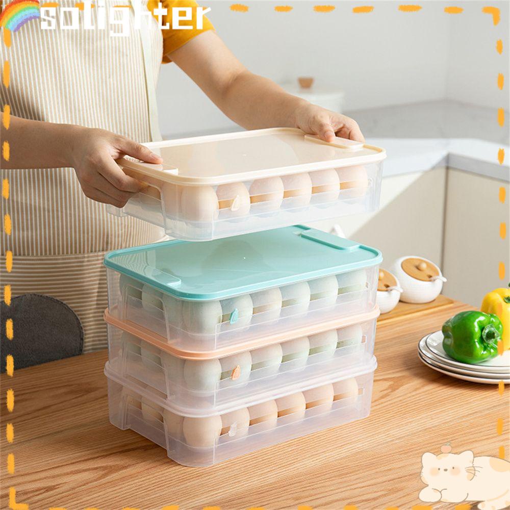 Solighter Egg Carton Storage Box Superimposable Home Storage Fresh-keeping Box