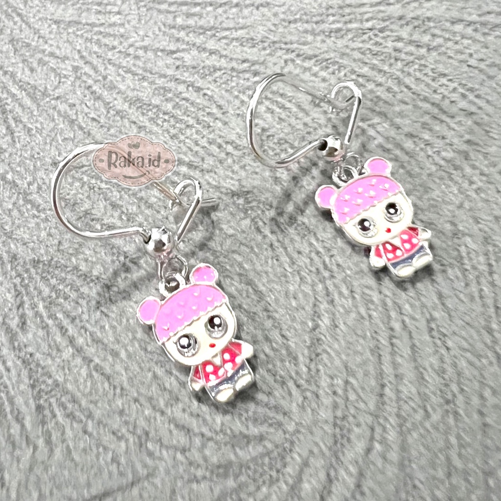 Anting Korean Style Anting Clip Kait Motif Bubble LOL Pink 1231