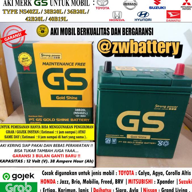 Aki Mobil Grand Livina,Picanto,Xpander NS40ZL GS MF 12 V 38 AH