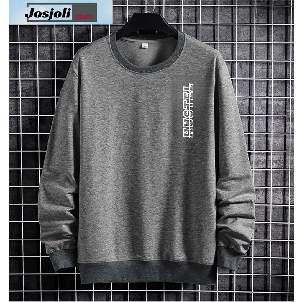 JOSJOLI_STORE/Baju Sweater Hustel/Atasan Pria Dewasa Lengan Panjang/L XL