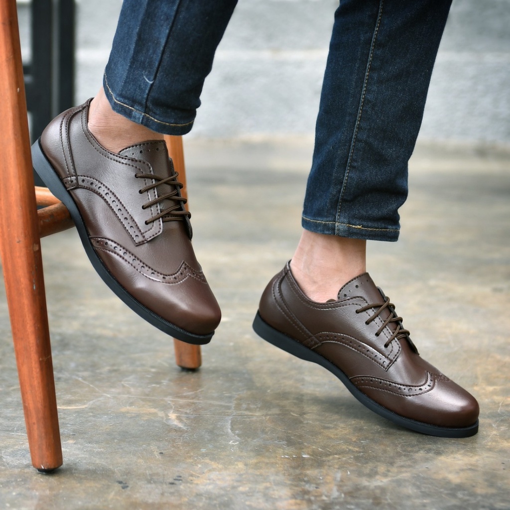 RIONZ X VERON SERIES - Sepatu Formal Casual Pantofel Pria Resmi Formal Kasual Hitam Coklat Brown Black Kantor Kuliah Kondangan Kerja Dinas Guru Terbaru Rerlaris Murah