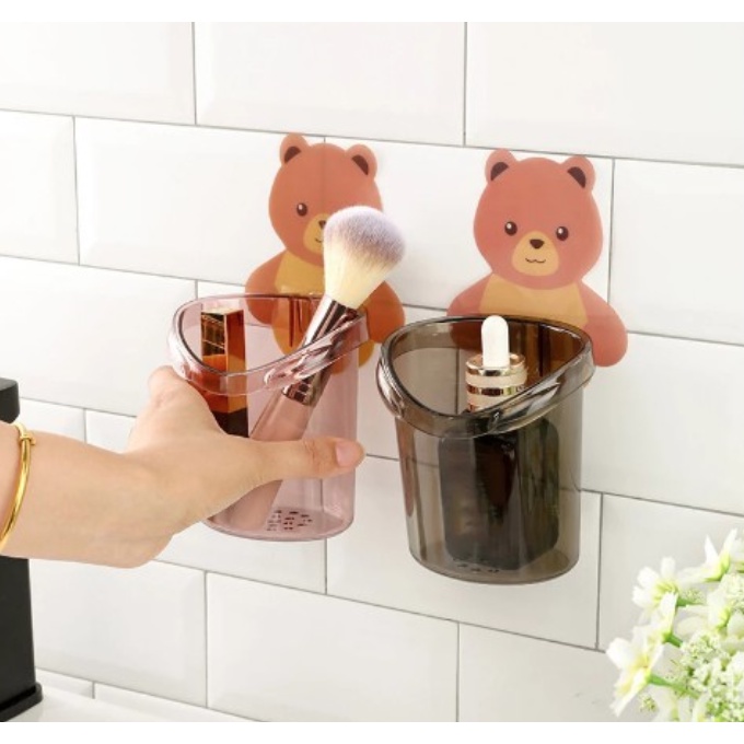 A179 TEMPAT SIKAT GIGI odol penyimpanan dispenser kamar mandi perlengkapan rumah toilet bathroom tooth paste make up brush bulu gantungan dinding beruang holder sabun wadah rak gantung