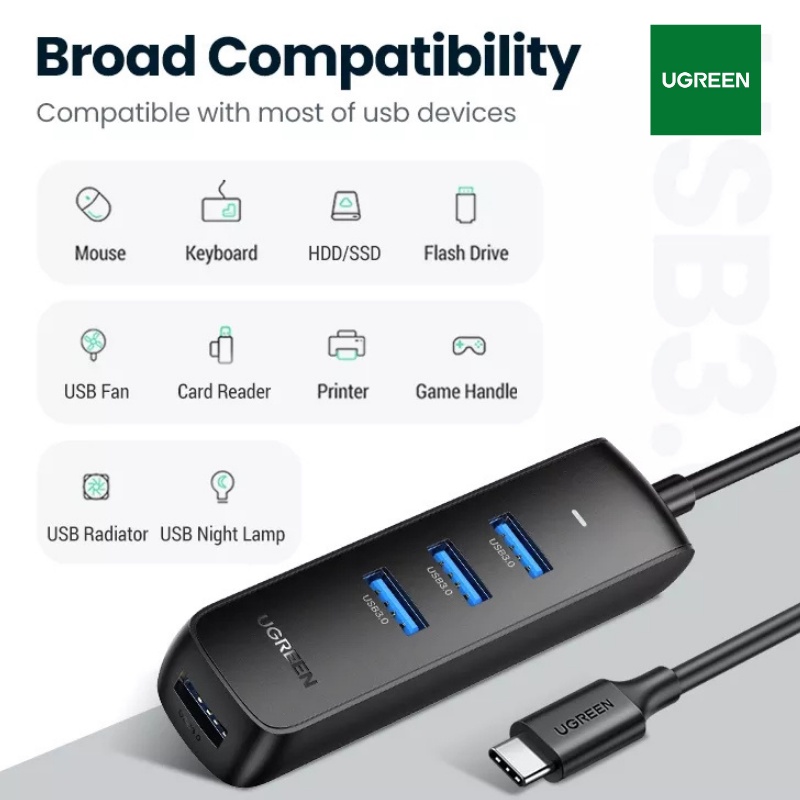 UGREEN USB HUB Type C to USB 3.0 4 Port Up To 5Gbps Data Transfer