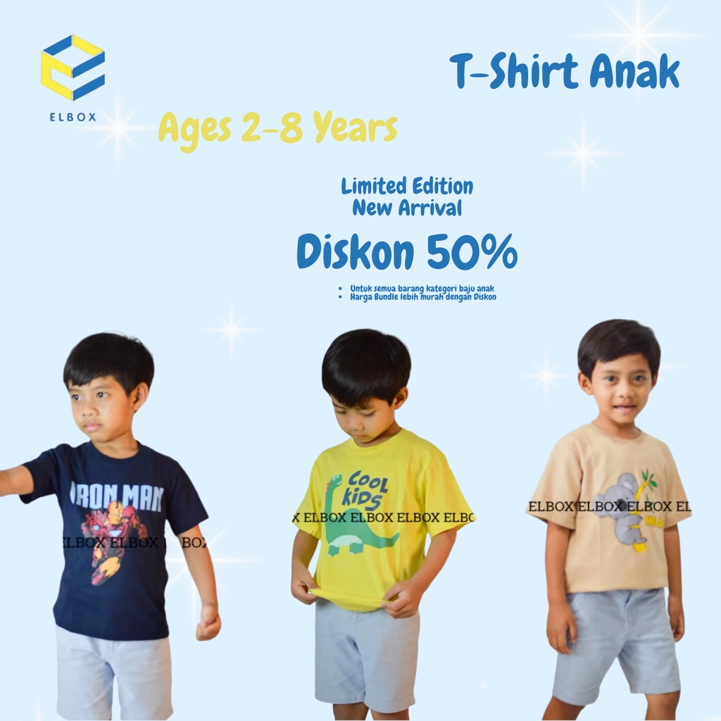 BISA COD Elbox kaos anak 1- 6 tahun/ BAJU ANAK/ KAOS ANAK