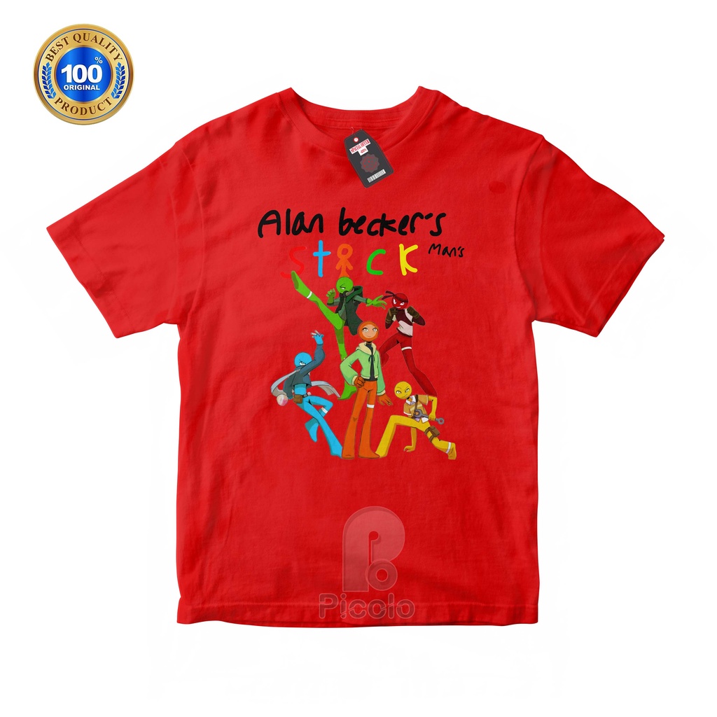 (FREE NAMA) BAJU KAOS ATASAN ANAK MOTIF ALAN BECKERS STICK MANS Bahan COTTUN