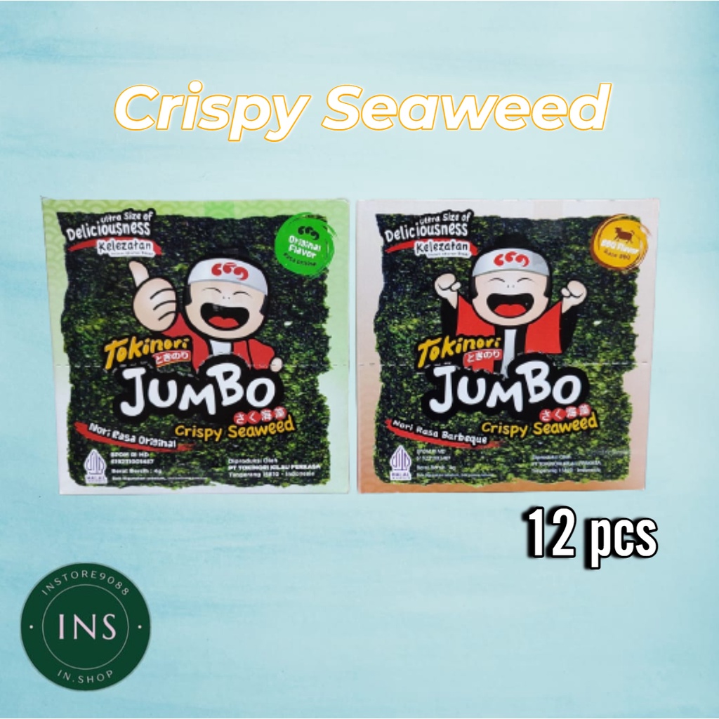 

Tokinori Jumbo Crispy Seaweed box isi 12 Bks @4 GRAM