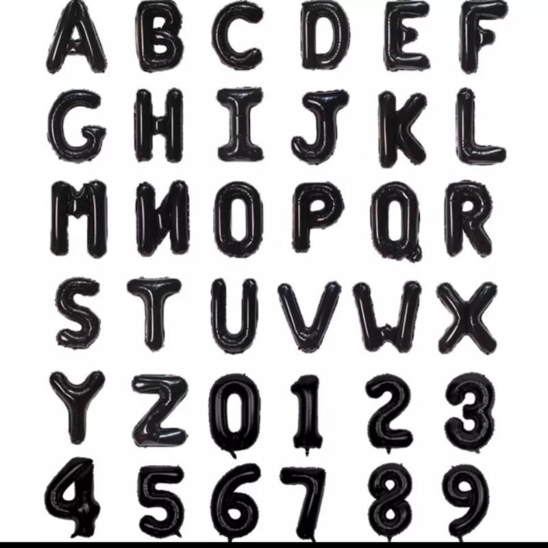 Happymunday Balon Angka & Huruf 100cm Hitam