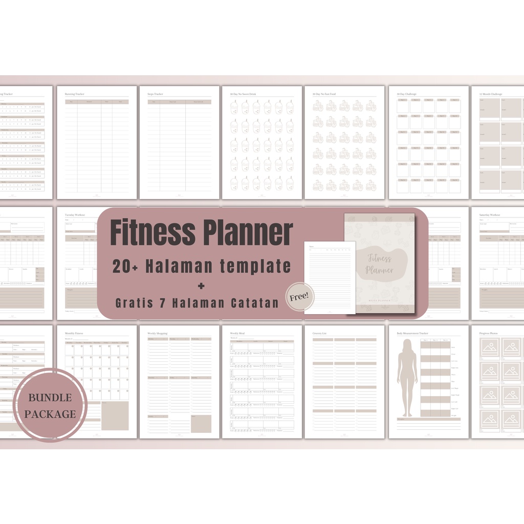 Digital [PDF File] Fitness Planner Daily Workout | Perencana Fitness