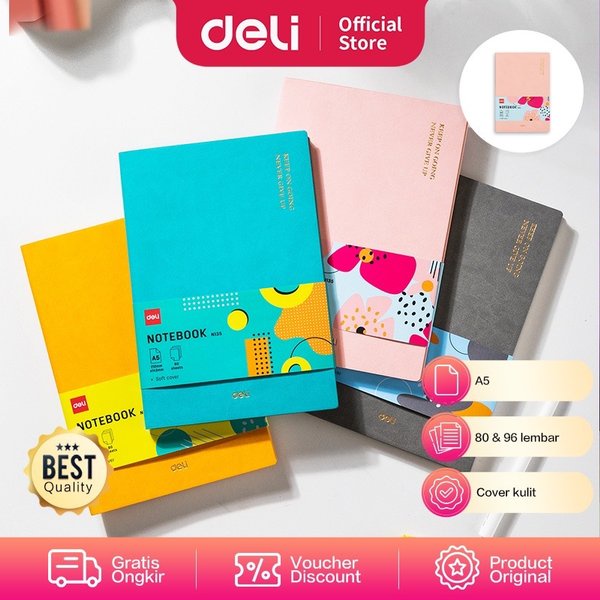 

Buku Agenda DELI Sampul Kulit Soft Cover A5 isi 80 lbr - EN135L