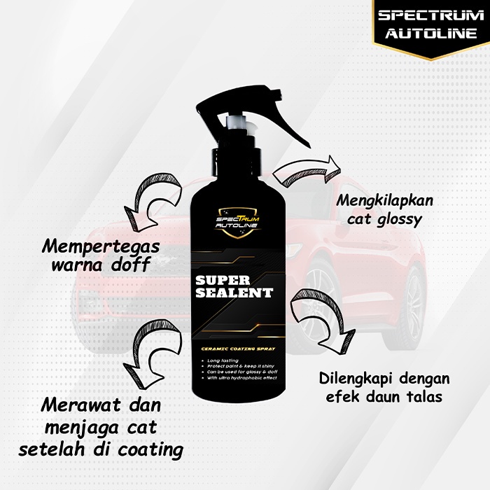 SPECTRUM Paket Pembersih Body Mobil Motor Wash Waterless Semir Ban Spray Sealent Semi Coating Ceramic Efek Daun Talas